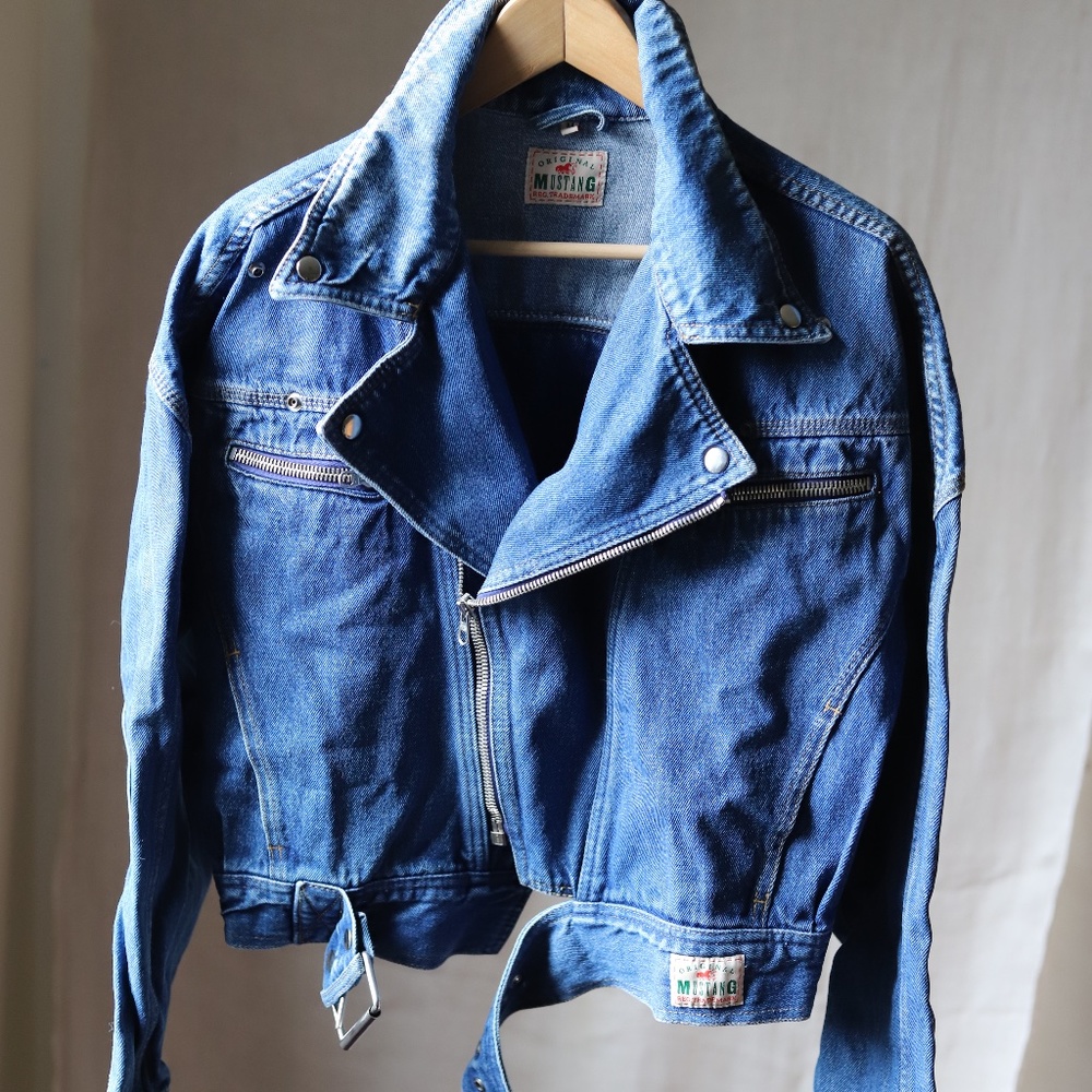 Mustang Vintage blue denim jean bomber jacket, size M. Excellent condition